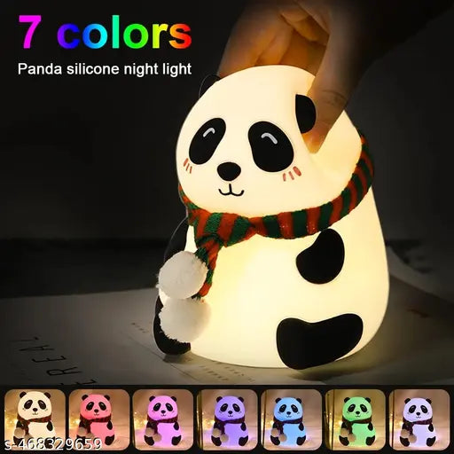 Cute Panda Silicone Nursery Night Light Touch Control Nightlights USB Rechargeable