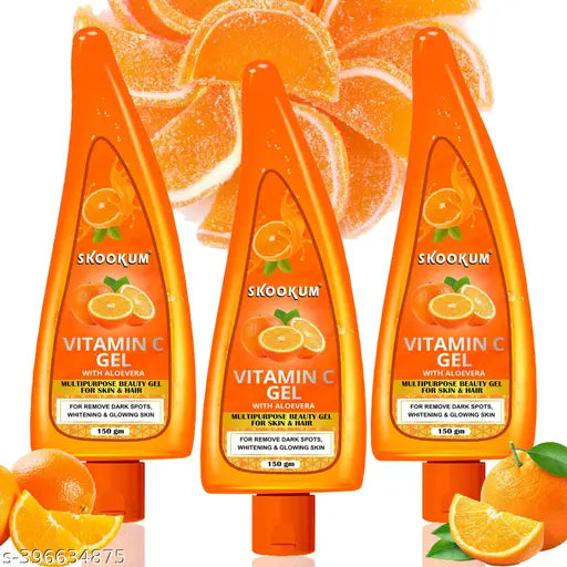 Vitamin C Gel For Skin & Hair, Skin Brightening & Replenishes Skin Moisture (150 ml) pack of 3