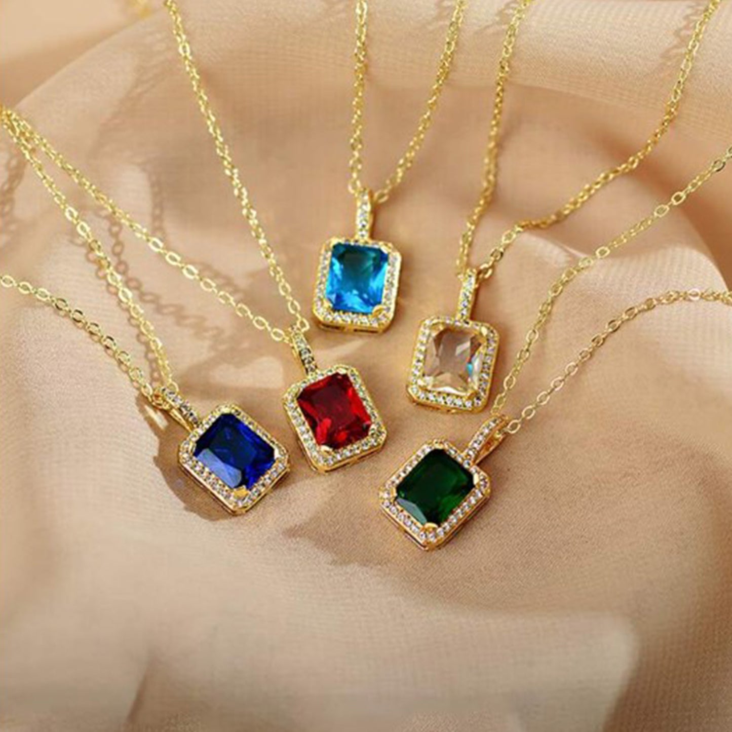 Stone Pendant Necklace Chain Set With Earrings (1 Set Mix Color Design) - Springkart 