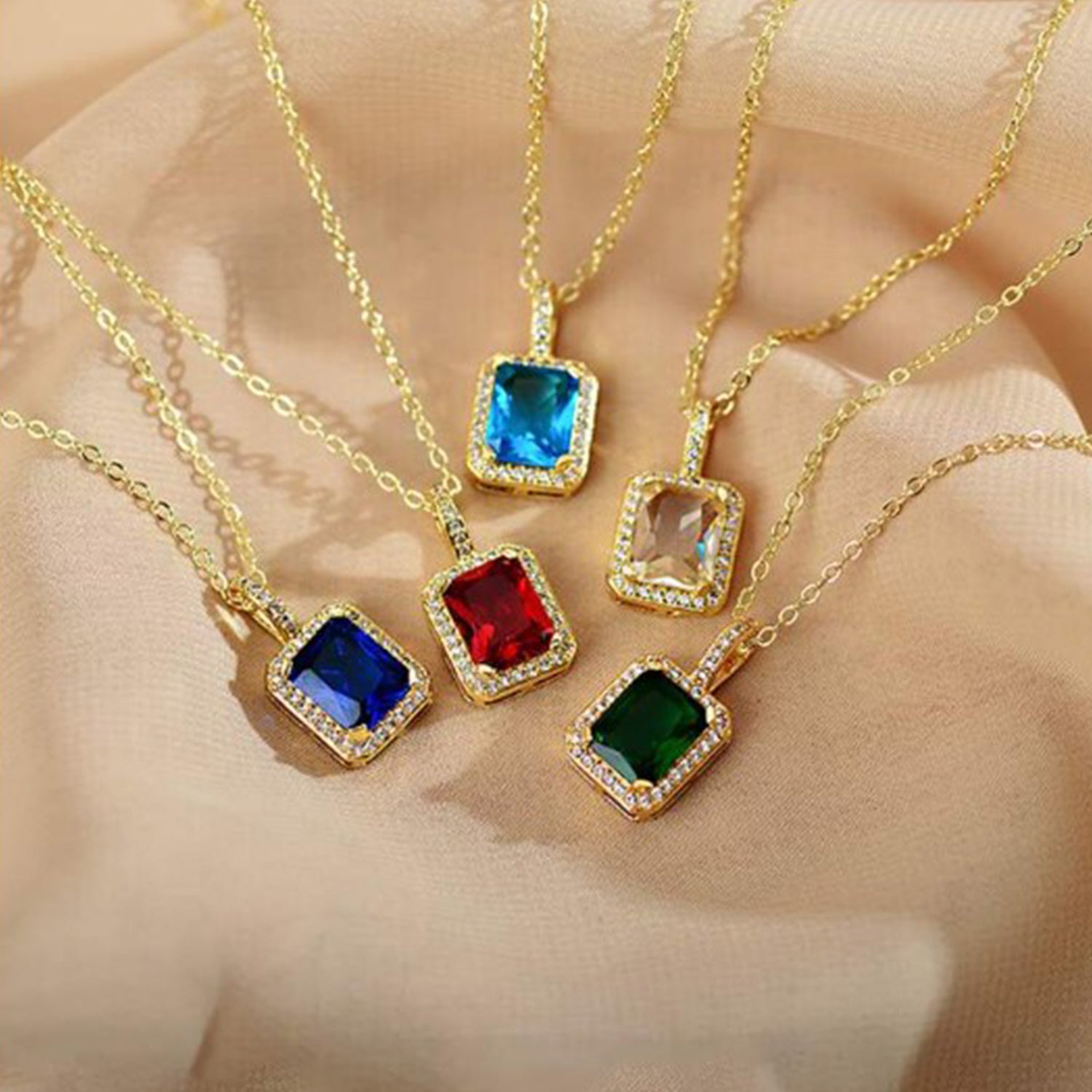 Stone Pendant Necklace Chain Set With Earrings (1 Set Mix Color Design) - Springkart 