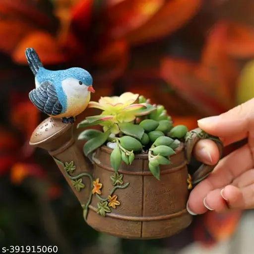 Cute Watering Can with Bird Handicraft Container Succulent Pots Flower