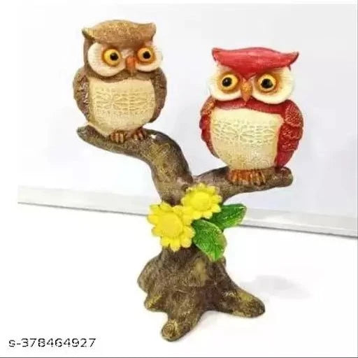 "MORATER" Decorative Owl Pair Sitting on Tree Statue Showpiece Home Decor Living Room and House Warming Gift - Springkart 
