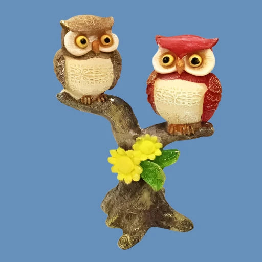 "MORATER" Decorative Owl Pair Sitting on Tree Statue Showpiece Home Decor Living Room and House Warming Gift - Springkart 