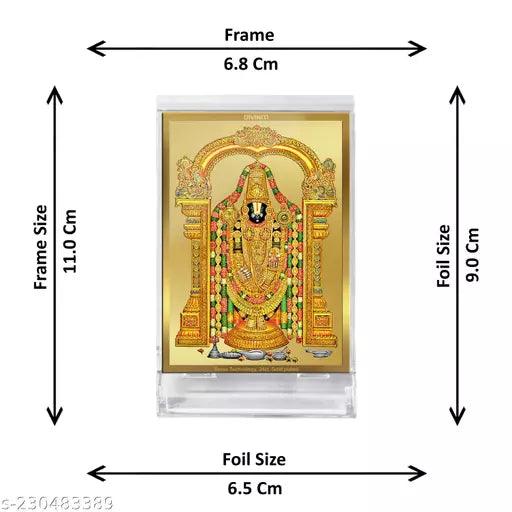 Diviniti Tirupati Balaji God Idol Photo Frame for Car Dashboard 24K Gold Plated Foil - Springkart 