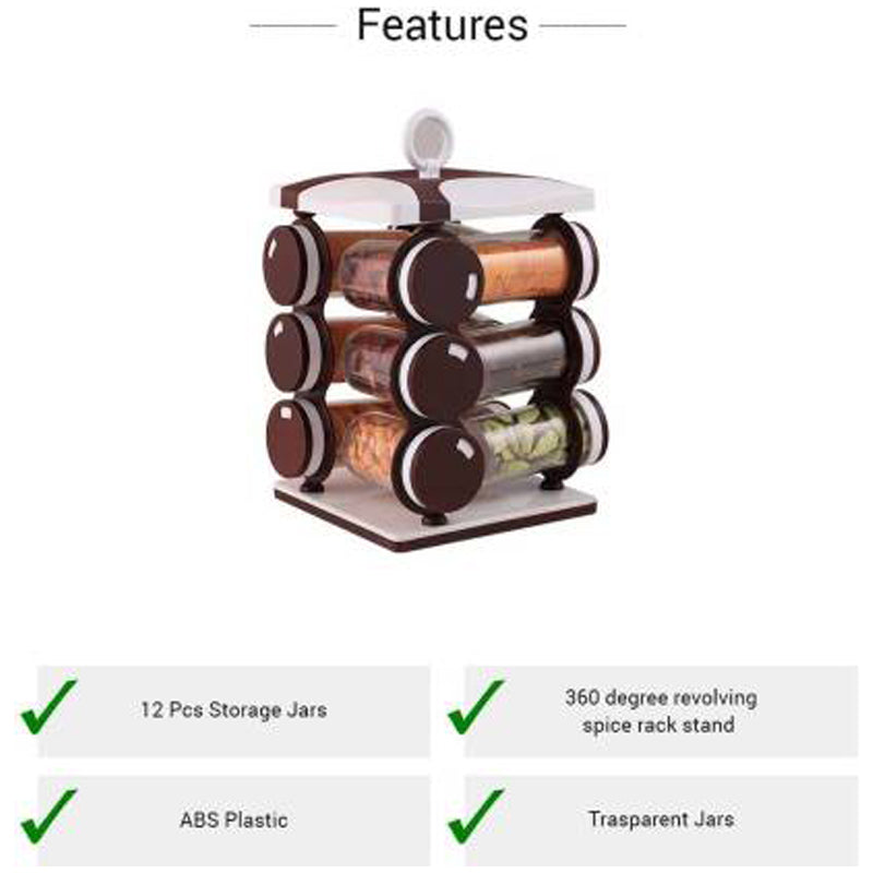 Spice jar Set - Food Grade Plastic 12pcs Spice jar (Brown Box) - Springkart 