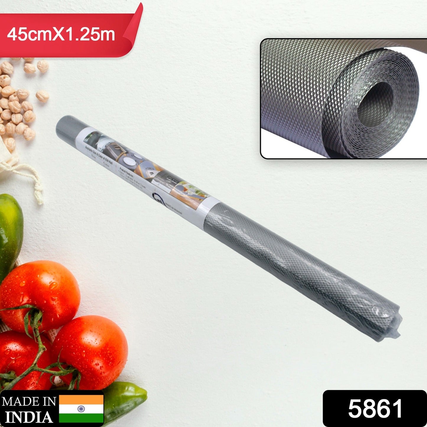 Multipurpose Anti-Slip Bathroom Kitchen Cabinet Drawer Shelf Mat Liner Sheets Roll, Fridge Mat, Table Mat Anti-Slip Super Strong Placement Mat for Fridge, Bathroom, Kitchen, Drawer, Shelf Liner (45cmx1.25m) - Springkart 