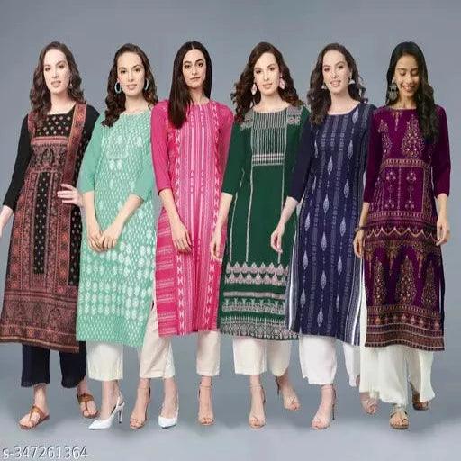 Low rate Festival Spacial Women's Printed Straight Kurti Wear link Festive Wear,Office Wear,wedding Wear,Casual Wear,Party Wear,Daily Wear Kurti combo of 6 kurta - Springkart 