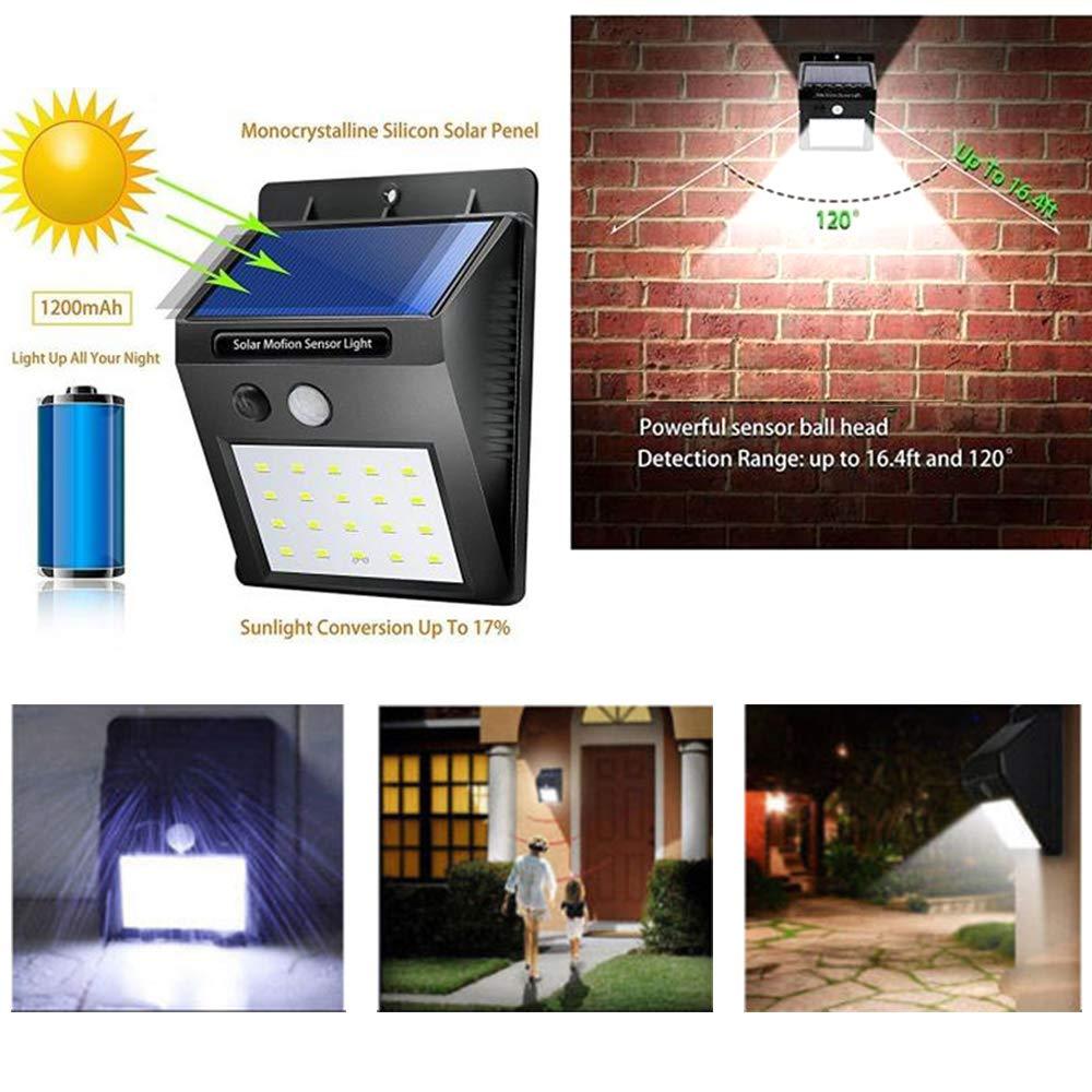 213 Solar Security Led Night Light For Home Outdoorgarden Wall (Black) (20-led Lights)