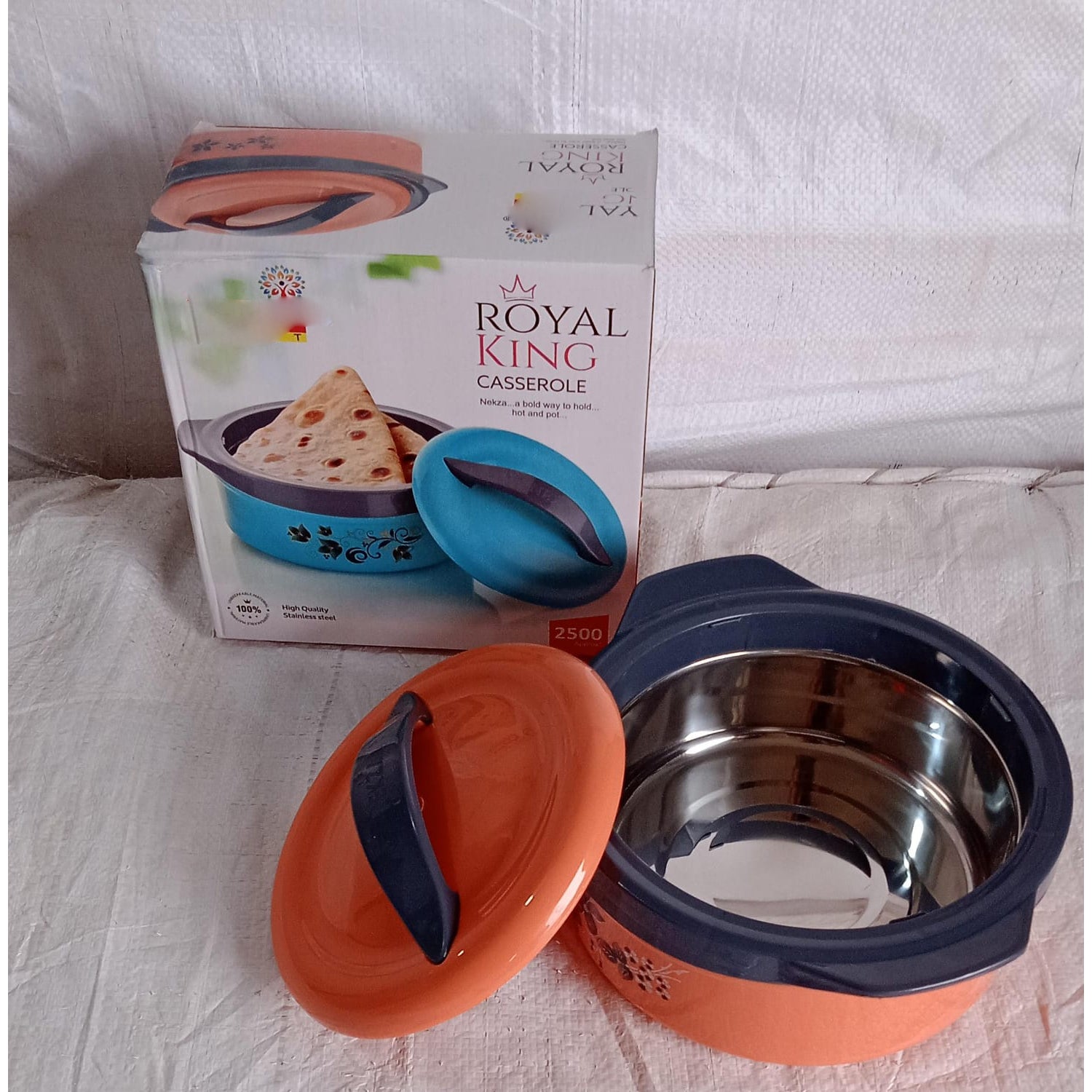 Casserole Box for Food Searving Inner Steel Insulated Casserole Hot Pot Flowers Printed Chapati Box for Roti Kitchen (Approx 2500 ml) - Springkart 
