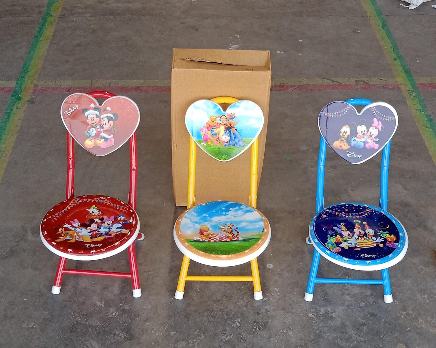 Heart Shape Kids Chair Cartoon Printed Foldable Kids / Children Folding Chair for Playrooms, Schools, Daycares, and Home. Metal and Fibre Body Picnic Beach Camping Chair (1 Pc) - Springkart 