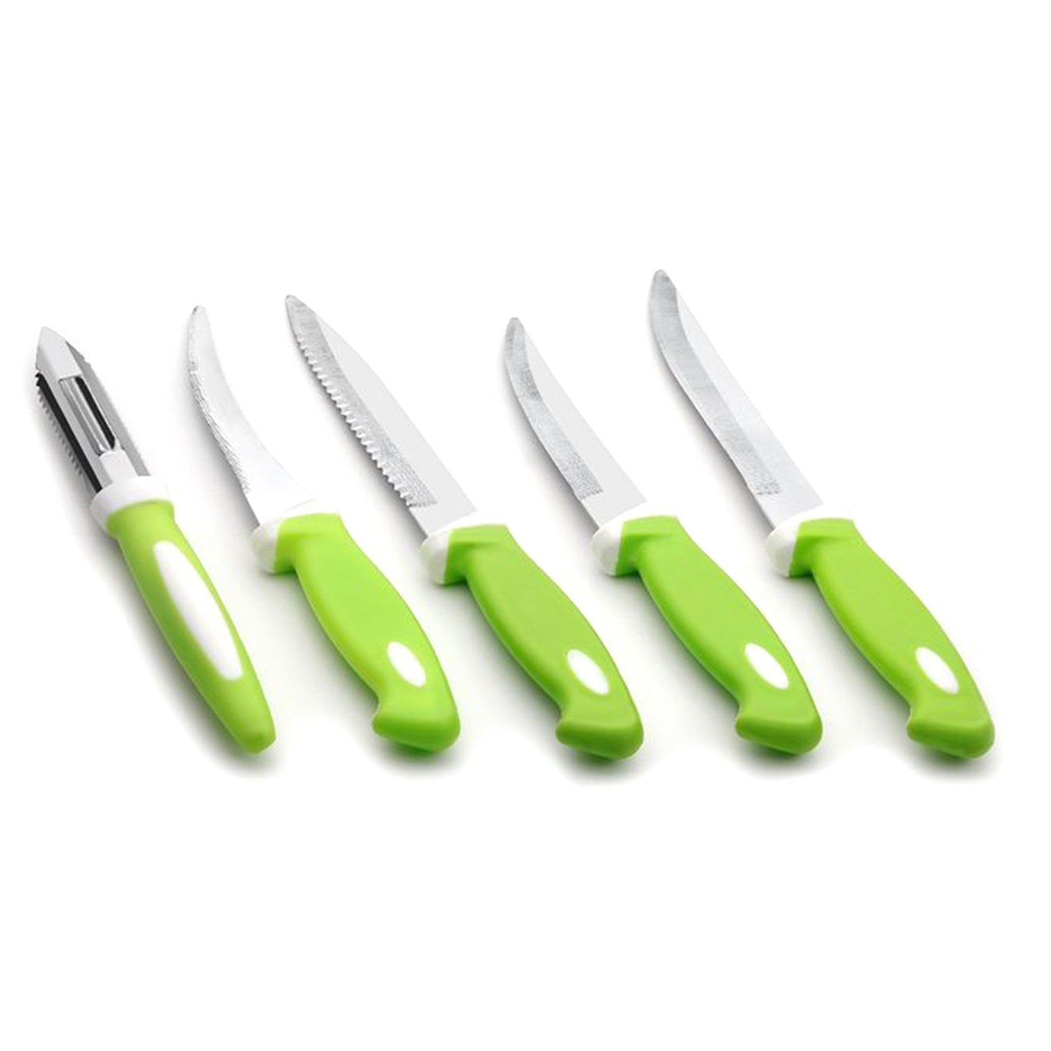 Stainless Steel Knife & Peeler Set with Stand - 6 Pcs - Springkart 