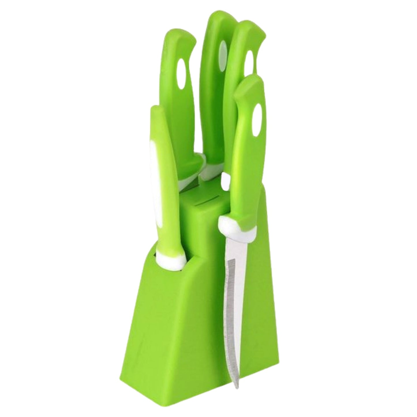 Stainless Steel Knife & Peeler Set with Stand - 6 Pcs - Springkart 