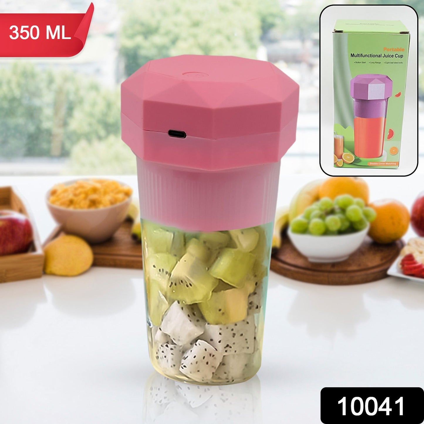 Portable Multifunctional Electric Juicer Cup, USB Juice Maker 6 blade (350 ML) - Springkart 