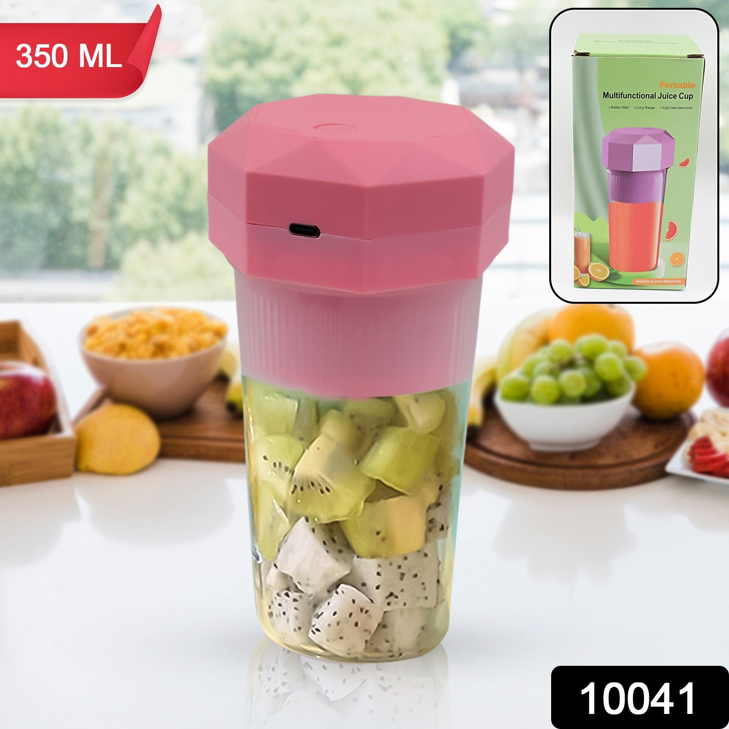 Portable Multifunctional Electric Juicer Cup, USB Juice Maker 6 blade (350 ML) - Springkart 