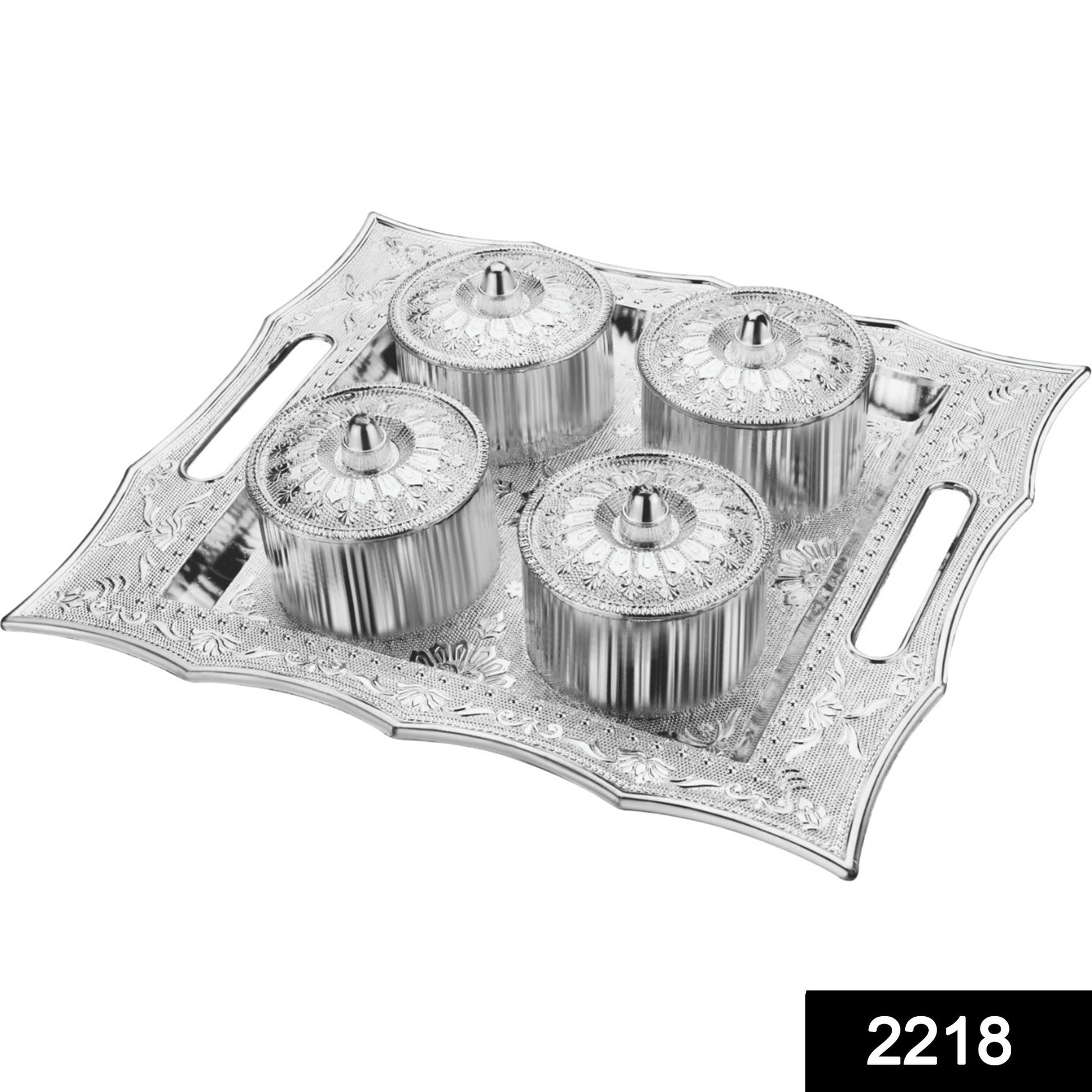 Dry Fruit Air Tight Bowls Tray with Lids 4 Section Snacks Mukhvas Dani - Springkart 