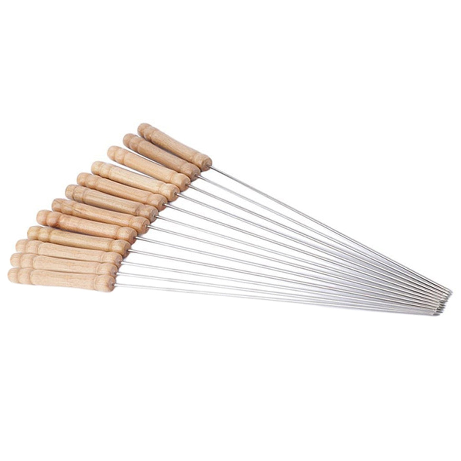 Barbecue Skewers for BBQ Tandoor and Gril with Wooden Handle - Pack of 12 - Springkart 