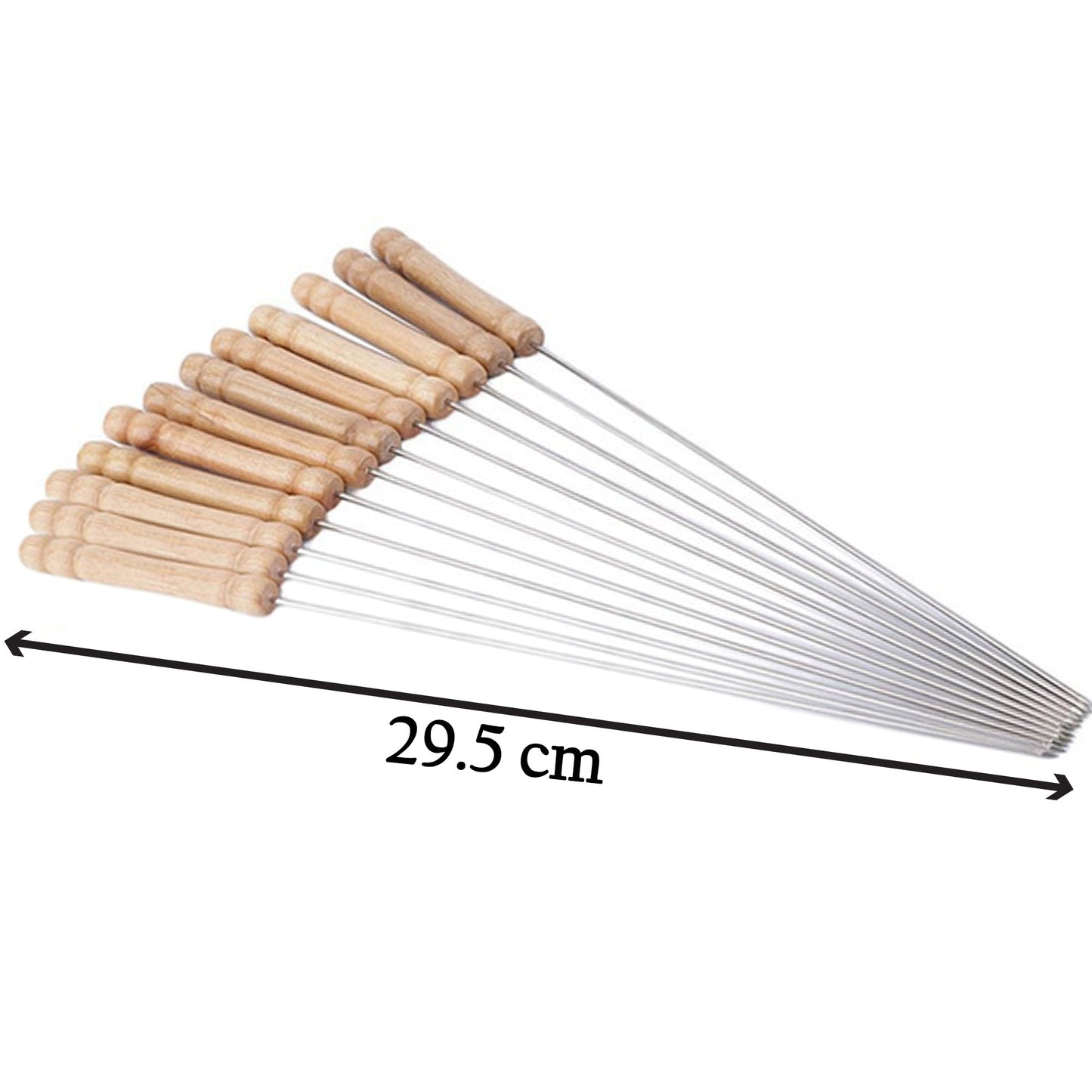 Barbecue Skewers for BBQ Tandoor and Gril with Wooden Handle - Pack of 12 - Springkart 