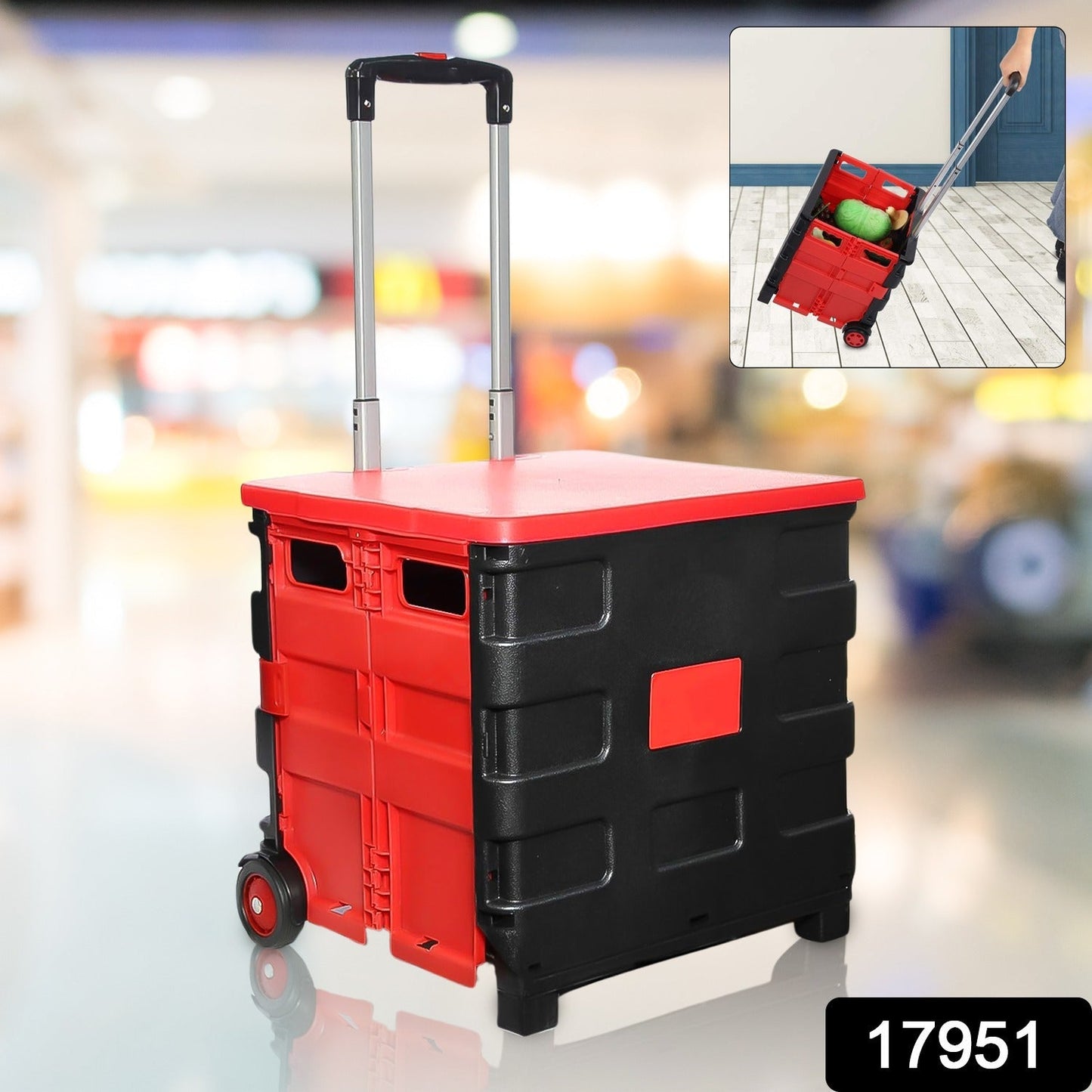 Foldable Shopping Grocery Trolley / Cart Travel Portable Food Basket (1 Pc) - Springkart 