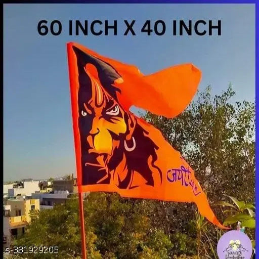 Hanuman Ji Bhagwa Jai Shree Ram Flag Big Size(60Inch X 40Inch)