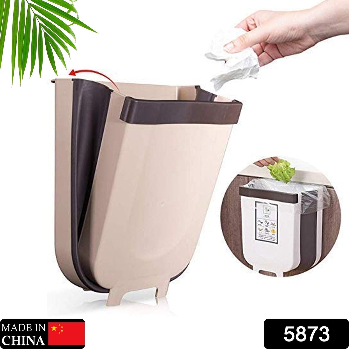 Hanging Trash Can for Kitchen Cabinet Door, Small Collapsible Foldable Waste Bins, Hanging Trash Holder for Bathroom Bedroom Office Car, Portable. - Springkart 