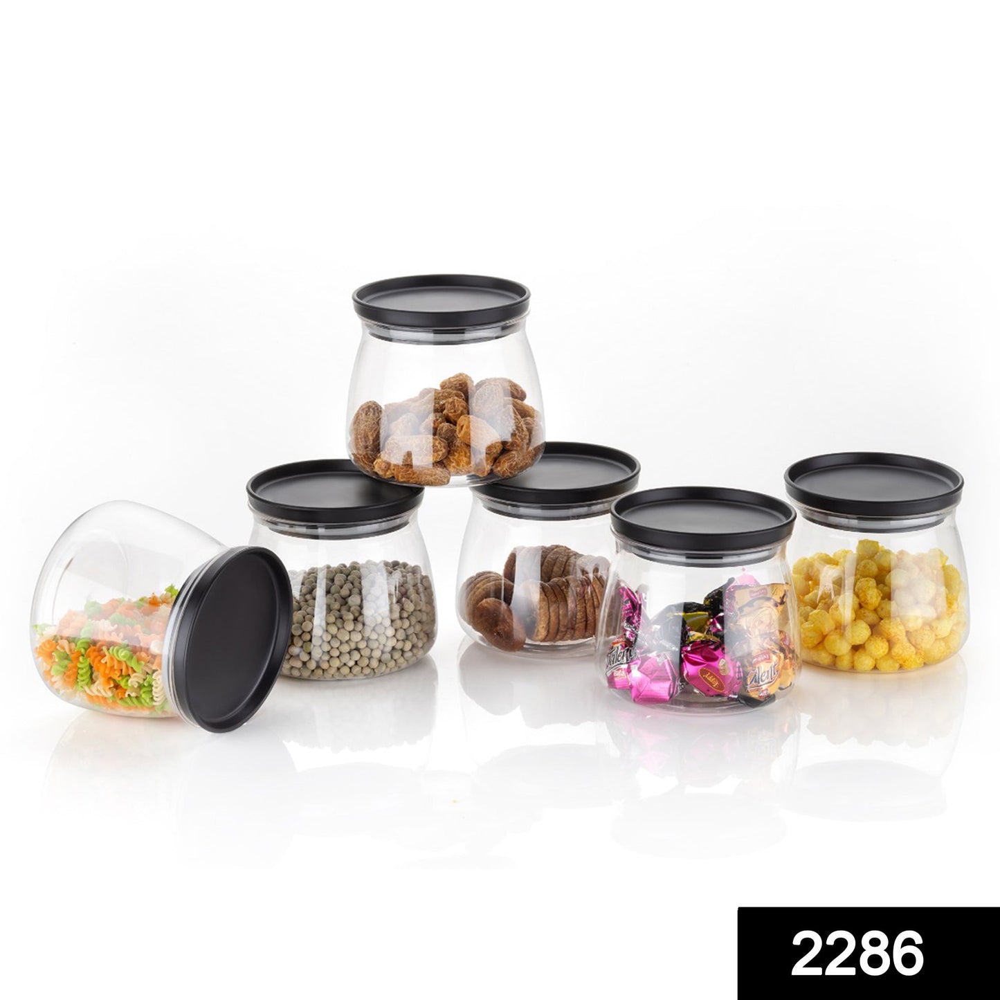 Matka Shaped Jar with Air Tight & Leak Proof Lid (Multicolour) (Set of 6) (900Ml) - Springkart 