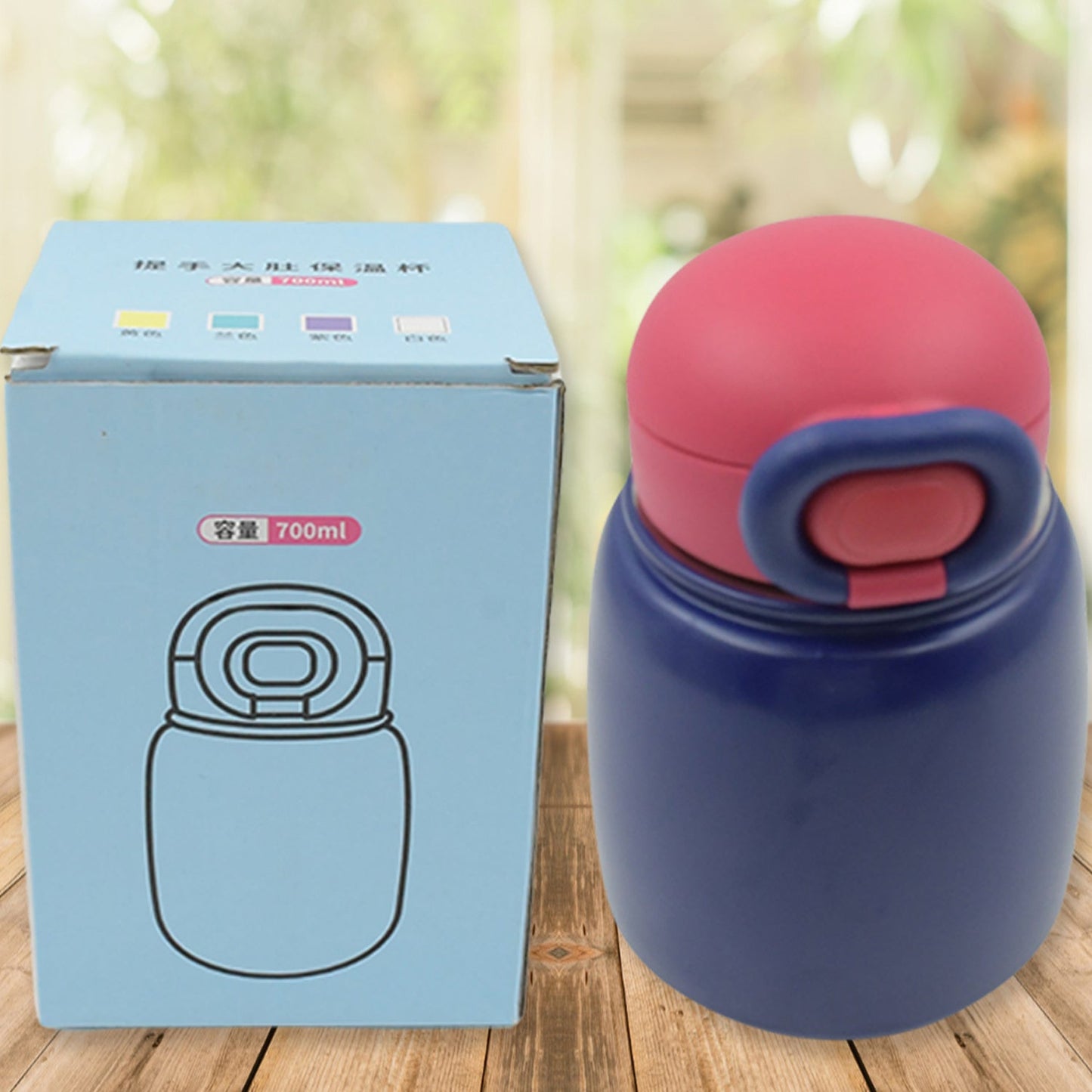 Multifunctional Double-Wall Outside Plastic & Inner Side Steel Water Bottle Cup With Dori Easy to Carry, lock System & Straw, Spill Proof with Leakproof Drinking Cup for Office Mug, Home, Travel, School (700ml) - Springkart 