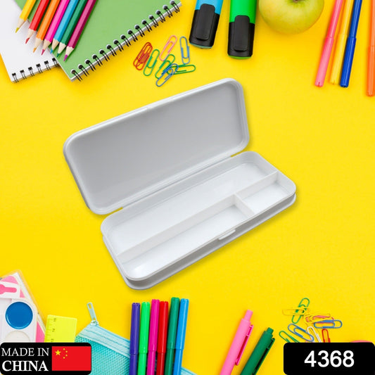 Multipurpose White Compass Pencil Box | 3-Compartment School Case | Ideal Birthday Gift for Kids - Springkart