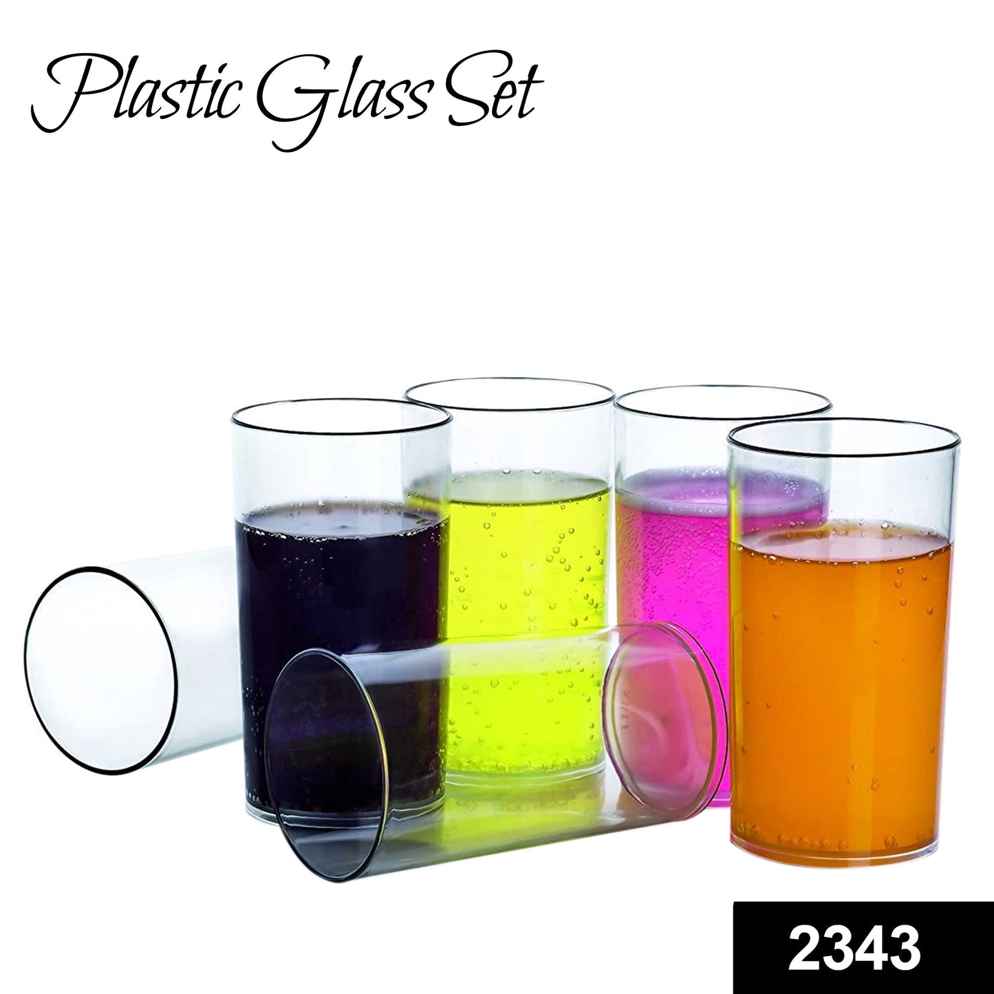 Heavy unbreakable Stylish Plastic Clear look fully Transparent Glasses Set 330ml (6pcs) - Springkart 