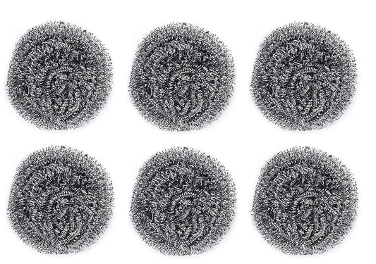 Round Shape Stainless Steel Scrubber (Pack of 6) - Springkart 