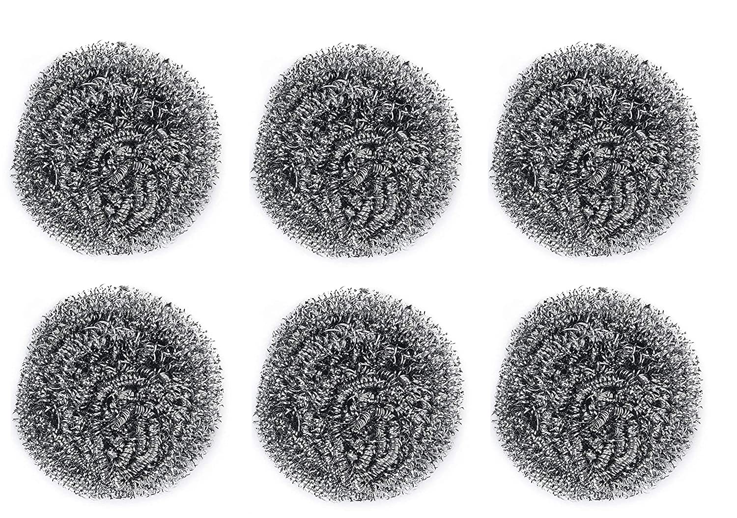 Round Shape Stainless Steel Scrubber (Pack of 6) - Springkart 