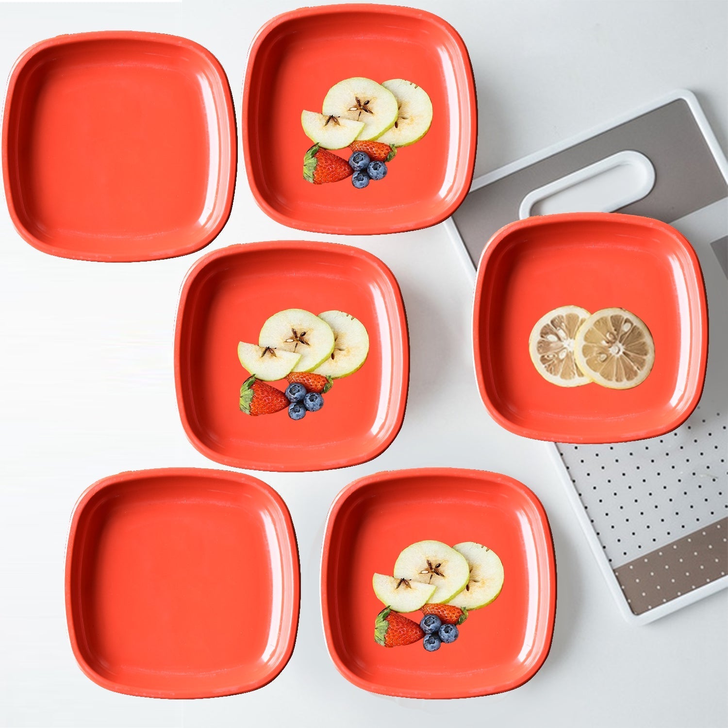 Microwave Safe Quarter Plates Square 6 Pcs, - Springkart 