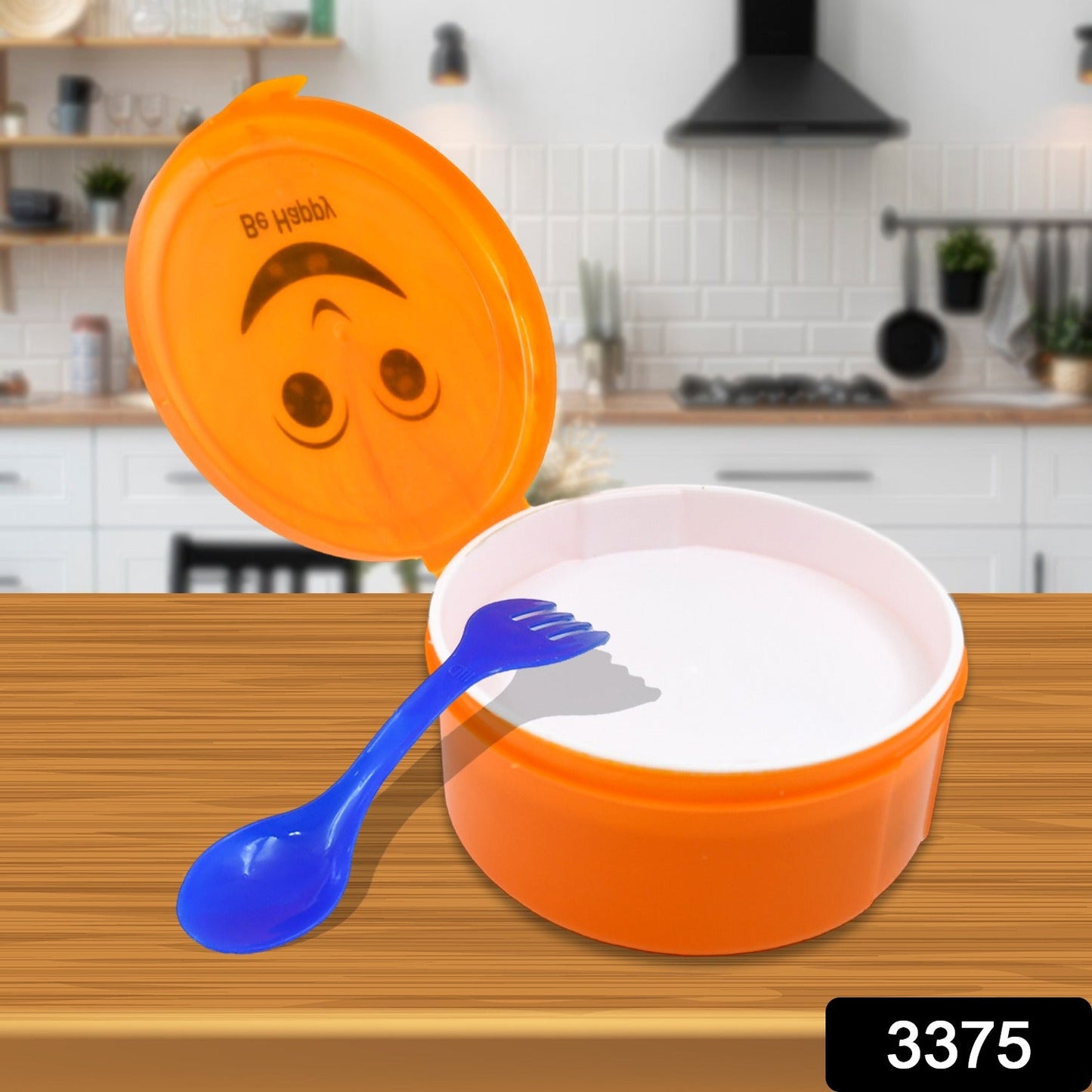 Smily Plastic lunch box, Small Box With 2in1 Spoon pack of 2 - Springkart 