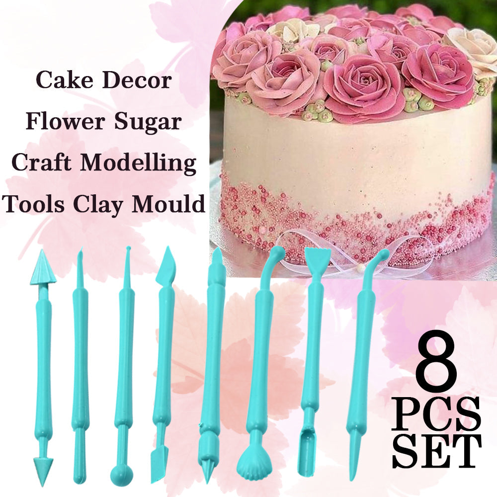 Fondant Cake Decor Flower Sugar Craft Modelling Tools Clay Mould (8PC-Set) - Springkart 