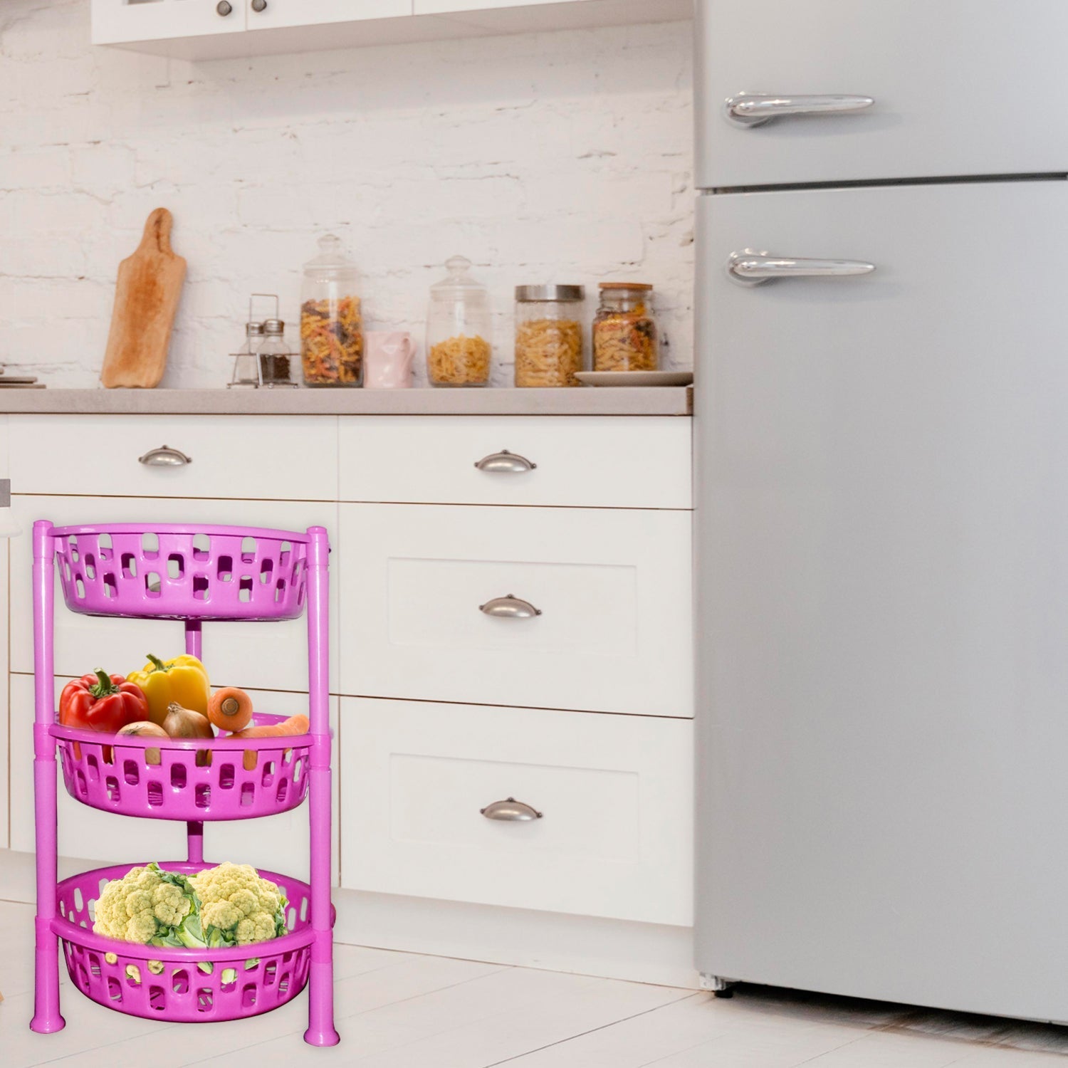 Round Multipurpose Plastic Storage Rack Organiser - Springkart 