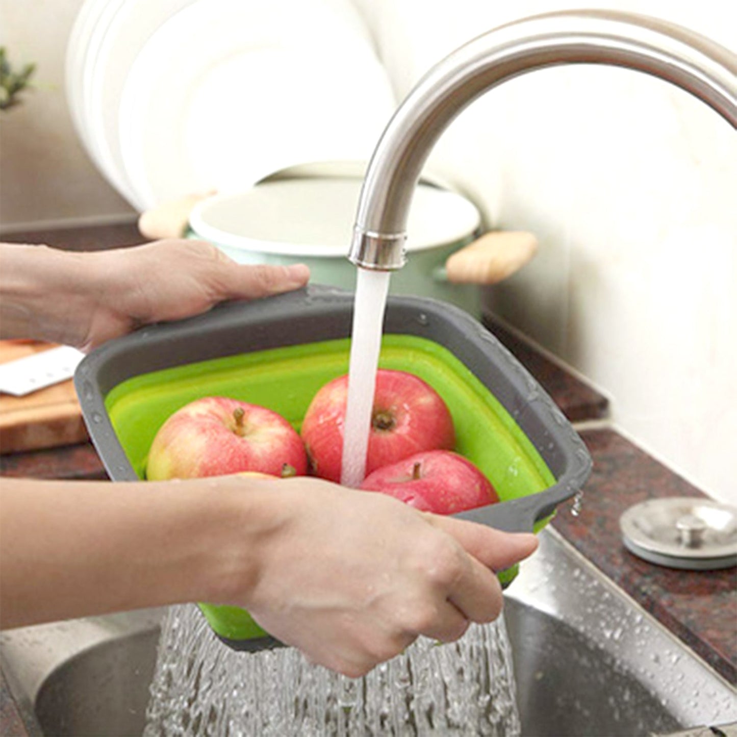 Silicone Square Plastic Folding Collapsible Durable Kitchen Sink Dish Rack - Springkart 