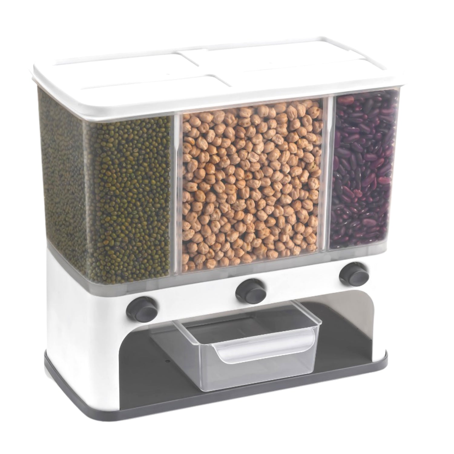 Easy Flow Cereal Dispenser for Kitchen 3 in 1 Push Button Wall Mount Container - Springkart 