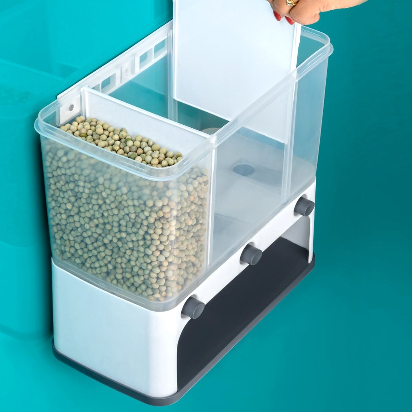 Easy Flow Cereal Dispenser for Kitchen 3 in 1 Push Button Wall Mount Container - Springkart 