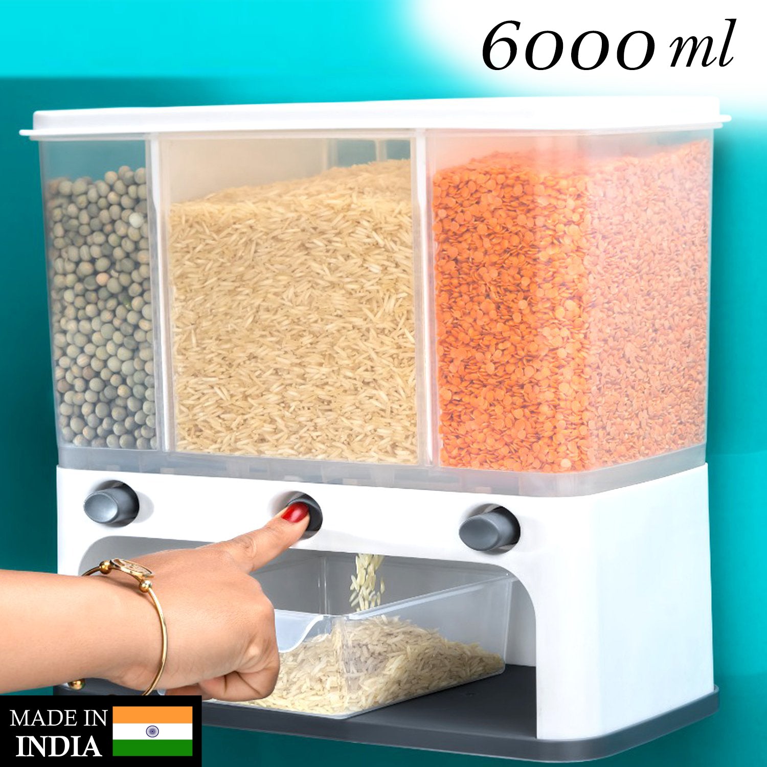 Easy Flow Cereal Dispenser for Kitchen 3 in 1 Push Button Wall Mount Container - Springkart 
