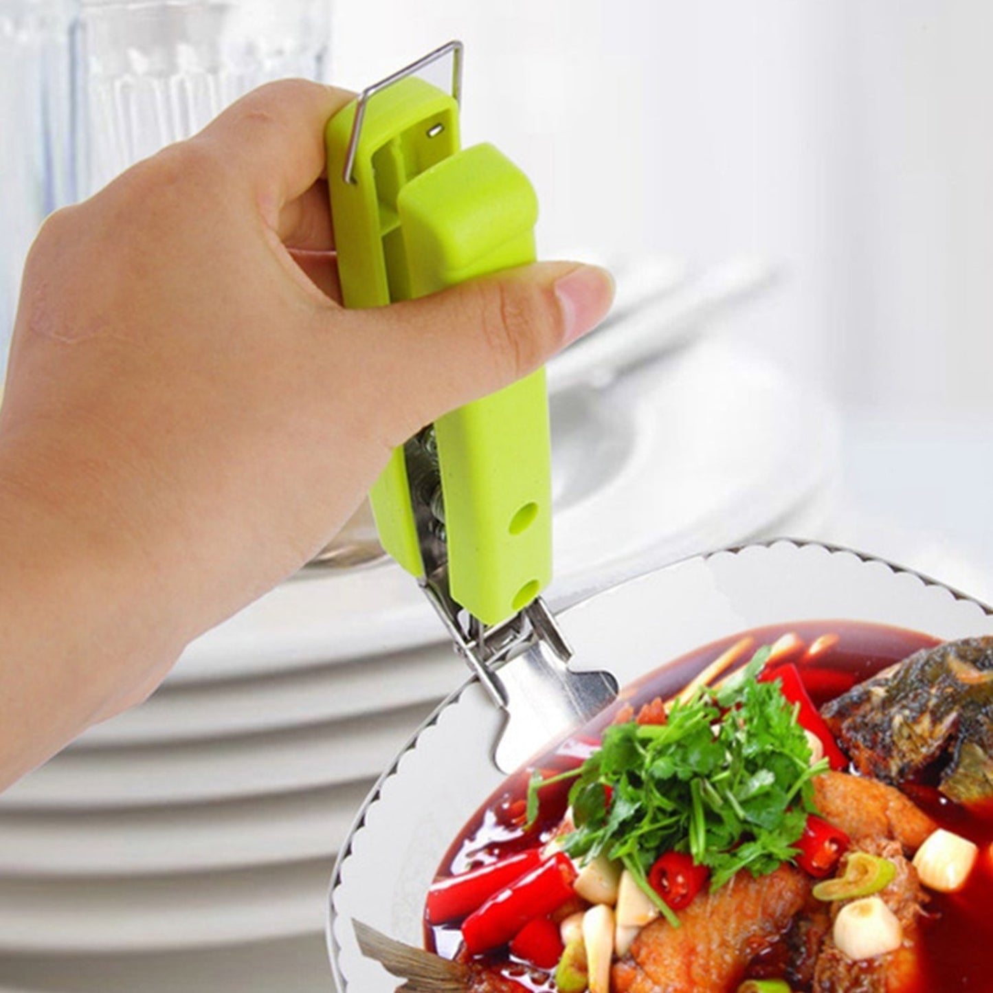 Stainless Steel Home Kitchen Anti-Scald Plate Take Bowl Dish Pot Holder - Springkart 