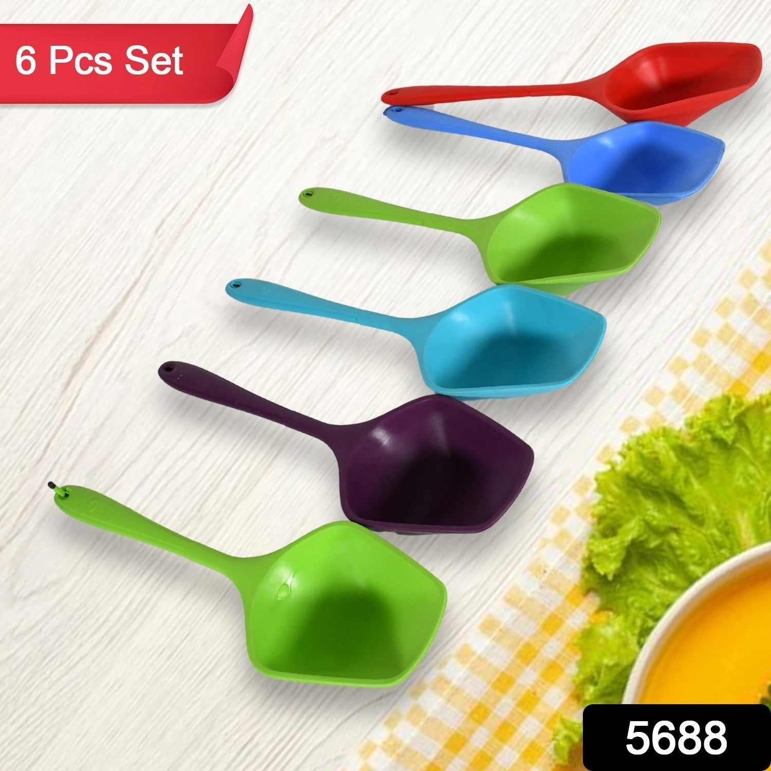 Multipurpose Silicone Spoon, Silicone Basting Spoon Non-Stick Kitchen Utensils Household Gadgets Heat-Resistant Non Stick Spoons Kitchen Cookware Items For Cooking and Baking (6 Pcs Set) - Springkart 