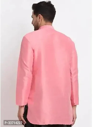 Reliable Silk Blend Solid Short Kurta For Men