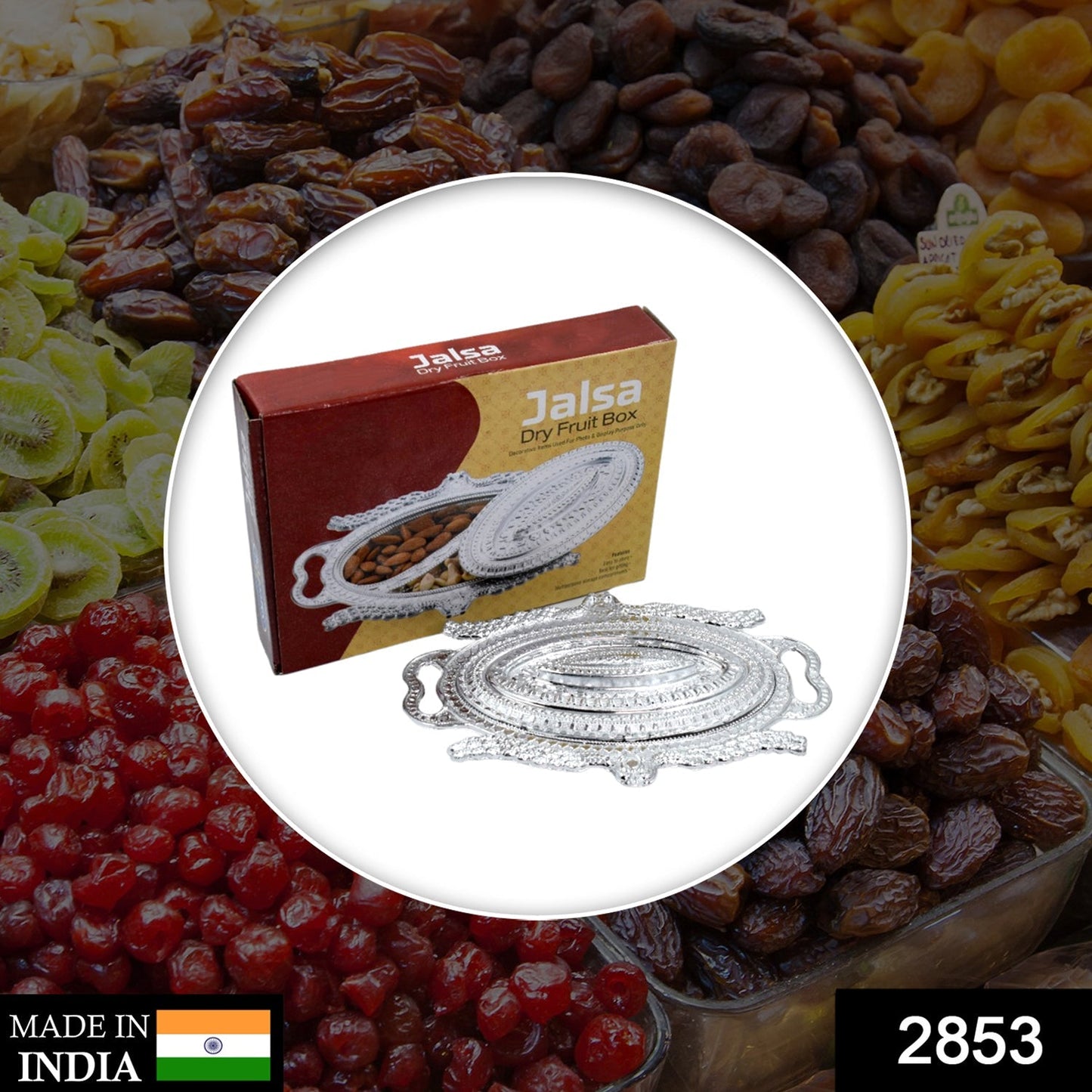 Plastic Peacock Dry Fruit Silver Finish Serving Tray - Springkart 