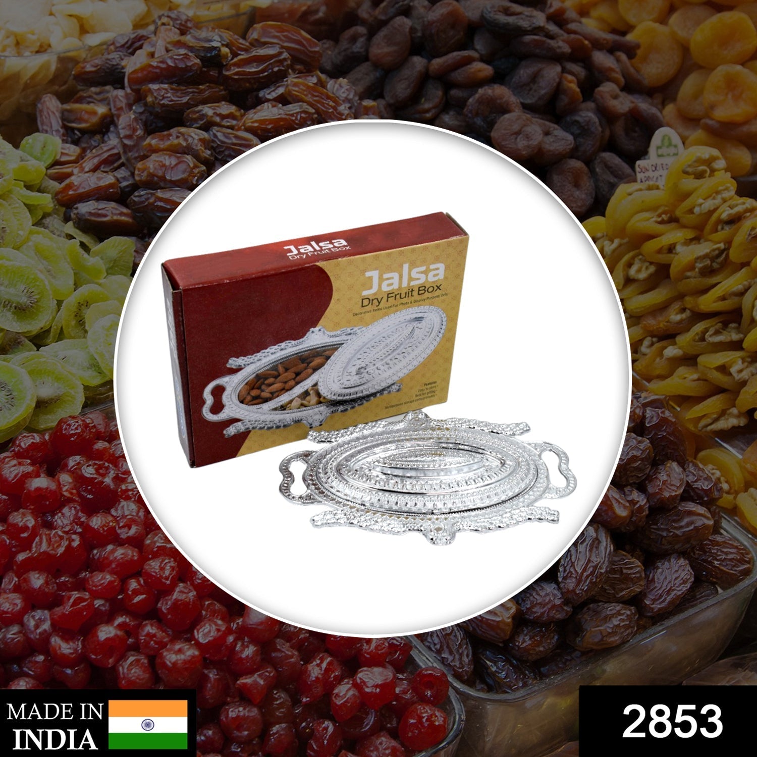 Plastic Peacock Dry Fruit Silver Finish Serving Tray - Springkart 