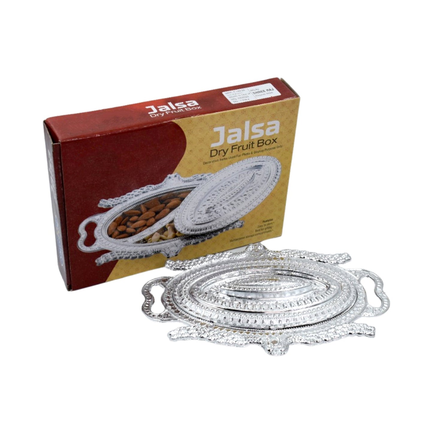 Plastic Peacock Dry Fruit Silver Finish Serving Tray - Springkart 