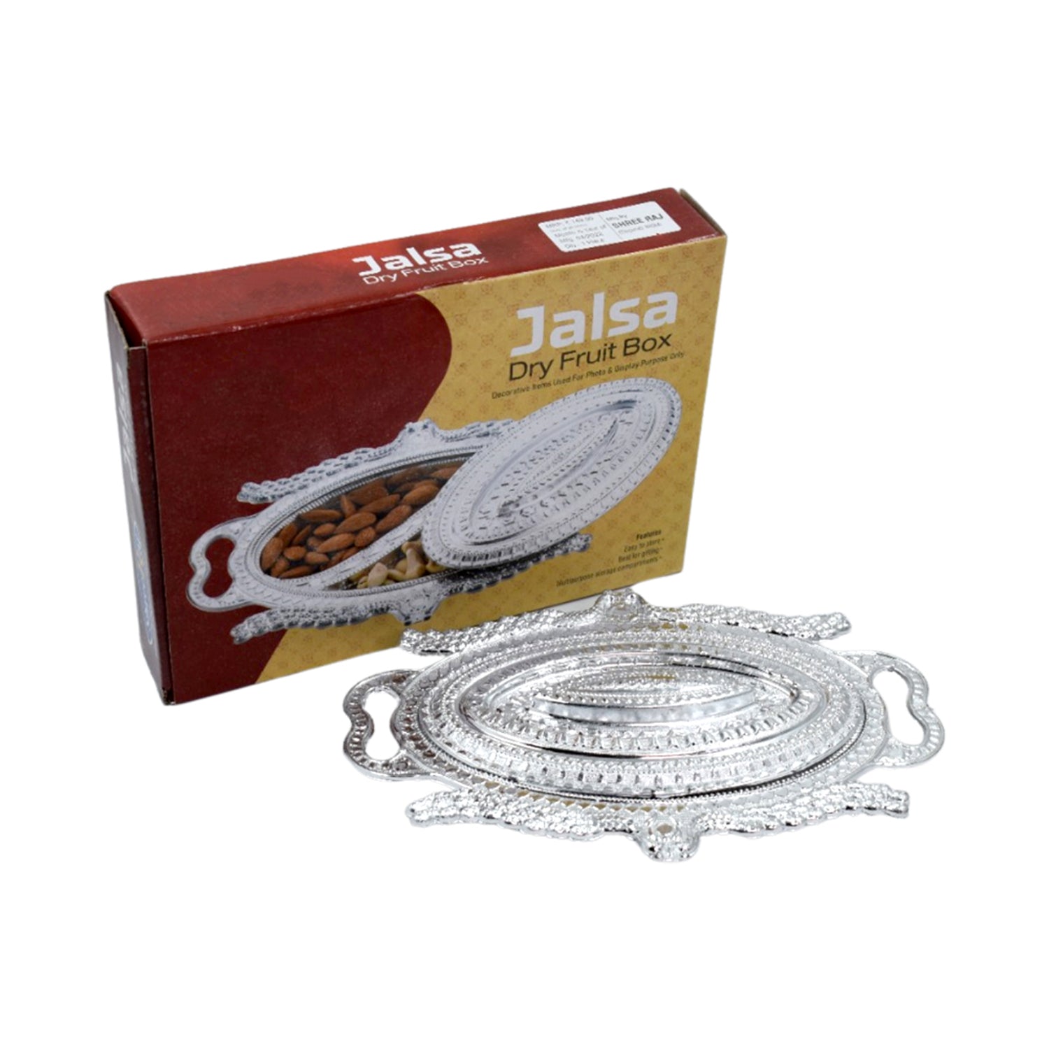 Plastic Peacock Dry Fruit Silver Finish Serving Tray - Springkart 