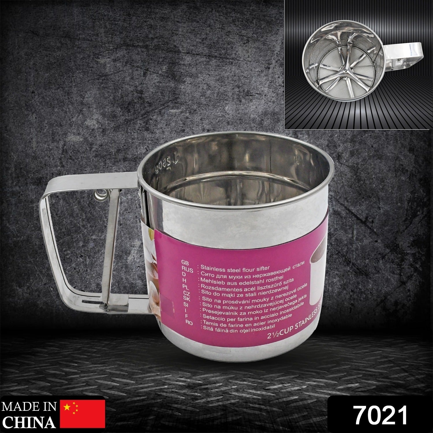 Flour Sifter Stainless Steel Shaker, Creation Baking Stainless Steel Shaker Sieve Cup Manual Flour Sifter with Measuring Scale Mark, Flour Sifter, Flour Sieve Multipurpose Handheld for Hotel for Kitchen, Home - Springkart 