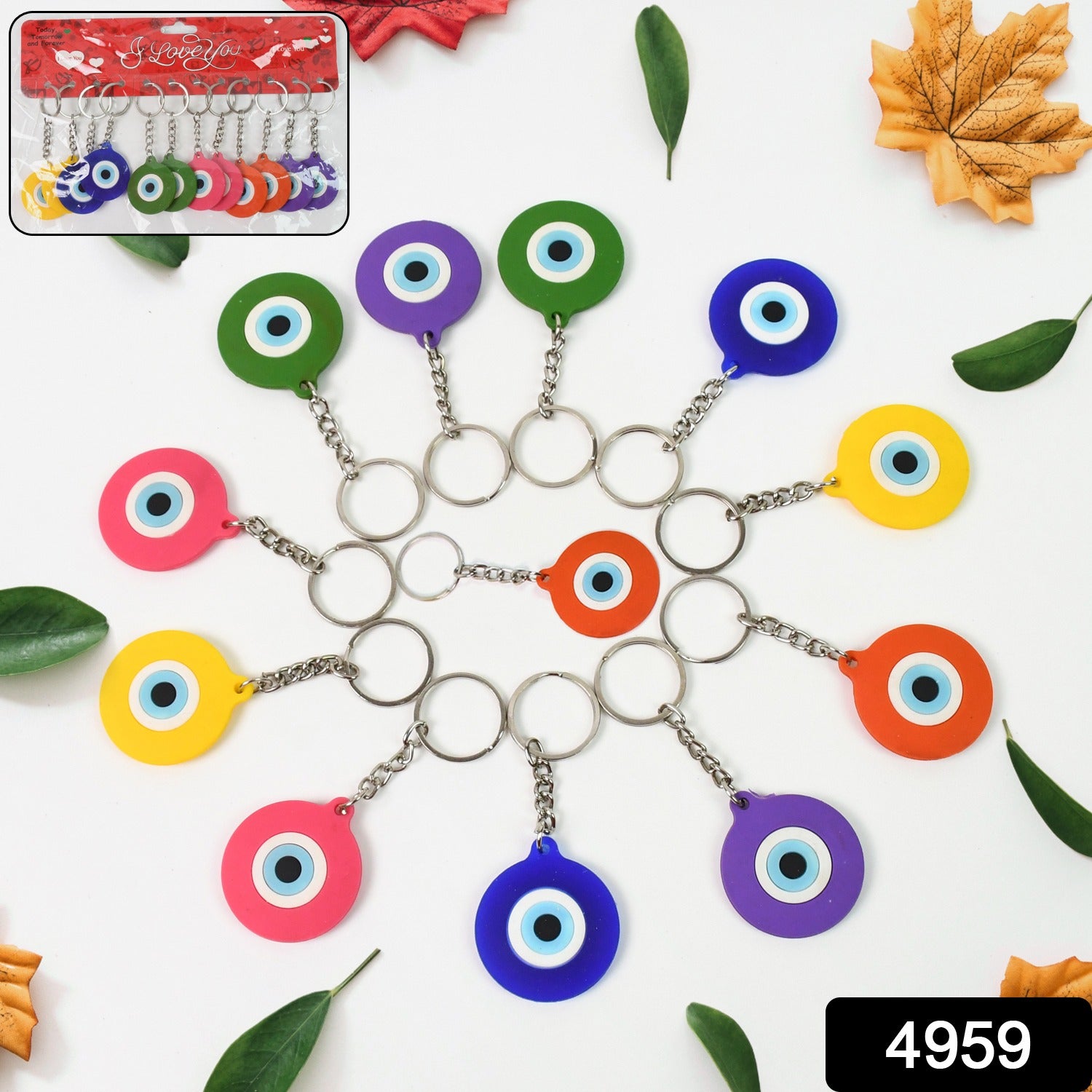 Evil Eye Rubber Silicone Keychain (12 Pcs Set Mix Color) - Springkart 
