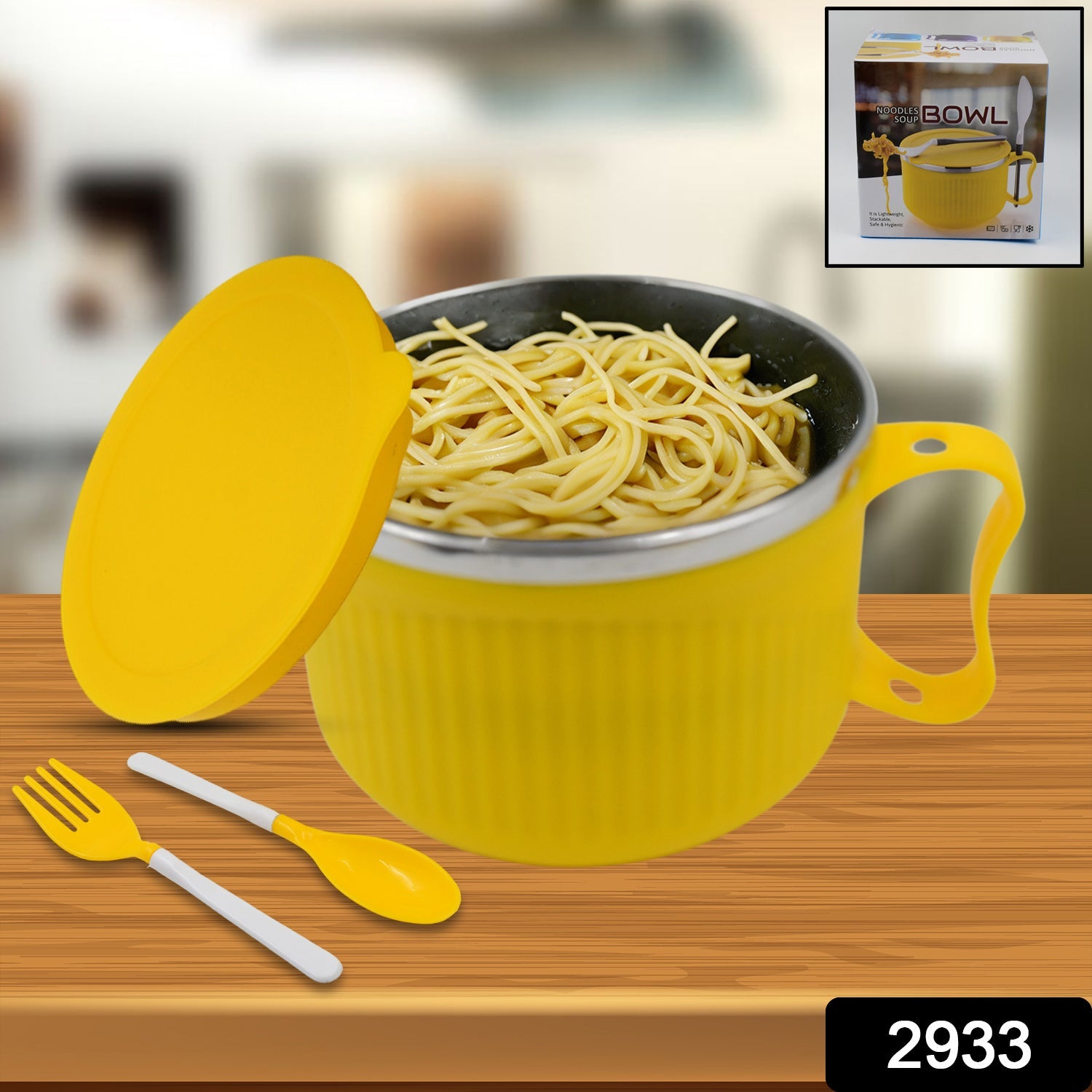 Maggie Bowl with Lid and Handle, Soup Bowls for Easy Perfect Breakfast Cereals, Fruits, Ramen, Beverages, Essentials, Safe Double Layer - Springkart 