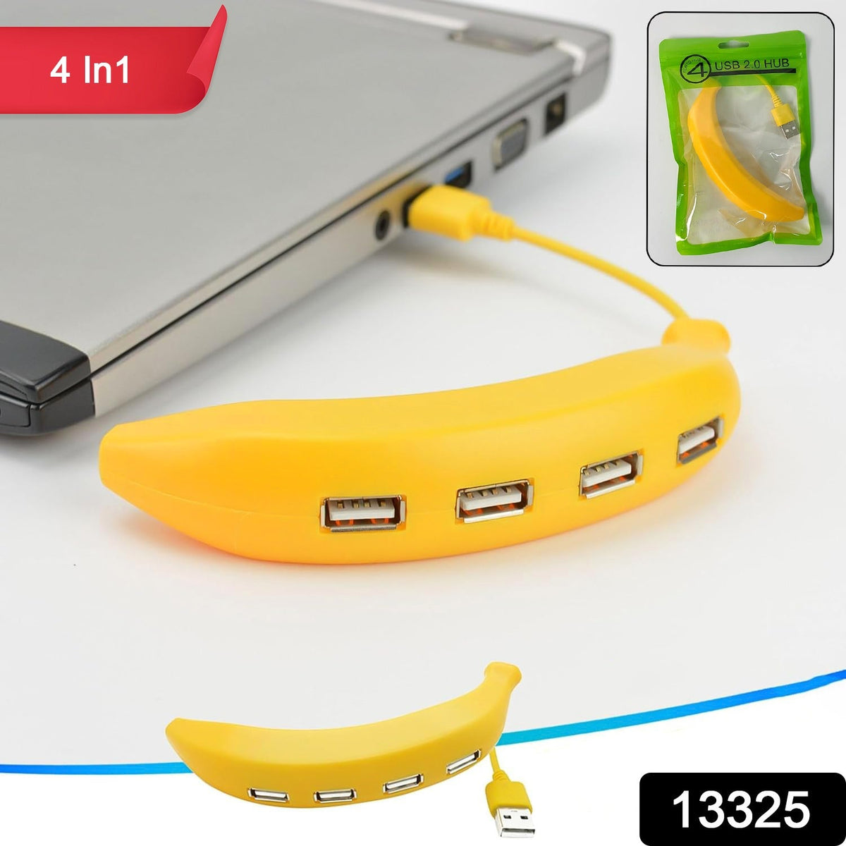 Banana Shape USB Hub, 2.0 Hub USB Splitter, 4-Port USB Hub (1 Pc) - Springkart 
