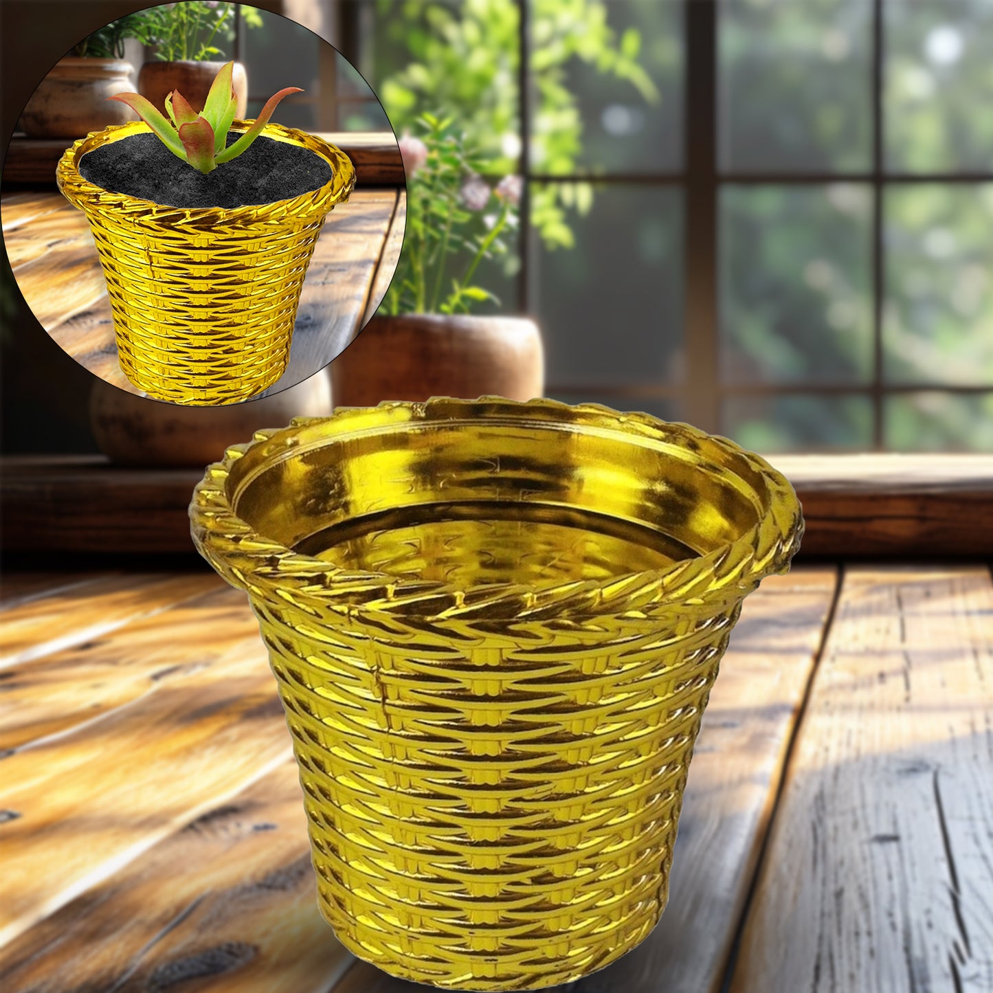 Plastic Flower Valencia (Pot) Home And Outdoor (1 Pc) - Springkart 